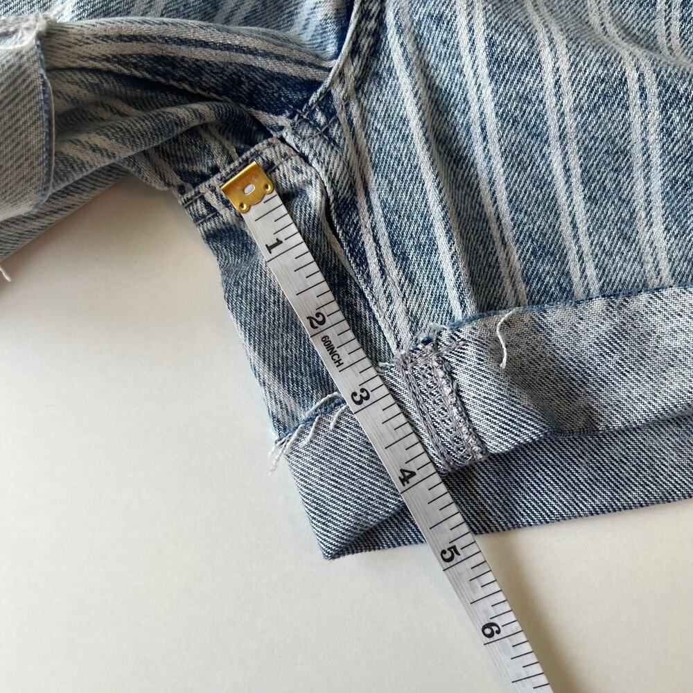 FP We The Free Dogtown Cutoff Bermuda Shorts Blue Denim Baggy Distressed Size 27 - Picture 8 of 14